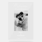Elegant Calligraphy Wedding Photo Welcome Acryl Bord (Voorkant)