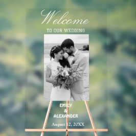 Elegant Calligraphy Wedding Photo Welcome Acryl Bord