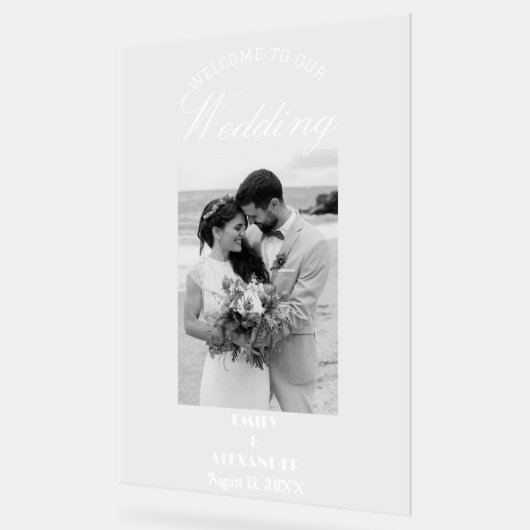 Elegant Calligraphy Wedding Photo Welcome Acryl Bord (Hoek)