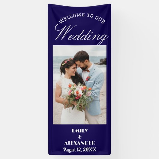 Elegant Calligraphy Wedding Photo Welcome Spandoek (Verticaal)
