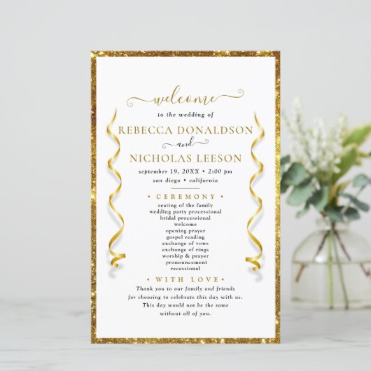 Elegant Calligraphy Wedding Programme (Staand voorkant)