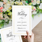 Elegant Calligraphy Wedding Programme Gold Border
