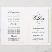 Elegant Calligraphy Wedding Programme Gold Border (Voorkant)
