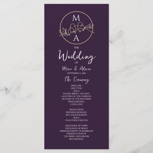Elegant Calligraphy Wedding Programme Programmakaart (Voorkant)