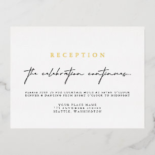 Elegant Calligraphy Wedding Reception Folie Kaart