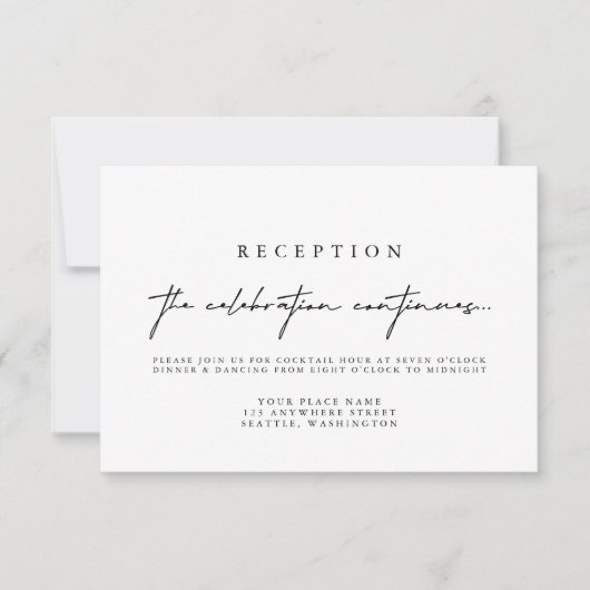 Elegant Calligraphy Wedding Reception Kaarten RSVP Kaartje (Voorkant)