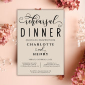 Elegant Calligraphy Wedding Rehearsal Dinner Kaart