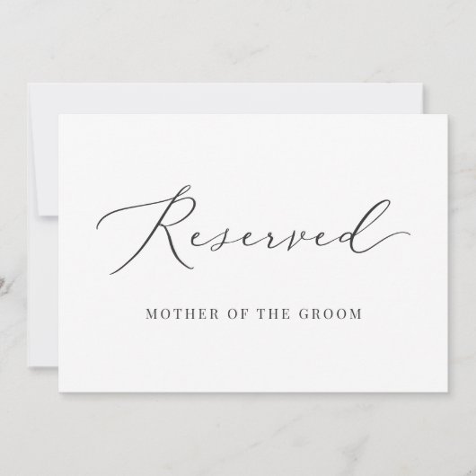 Elegant Calligraphy Wedding Reserved Seating Sign Kaart (Voorkant)