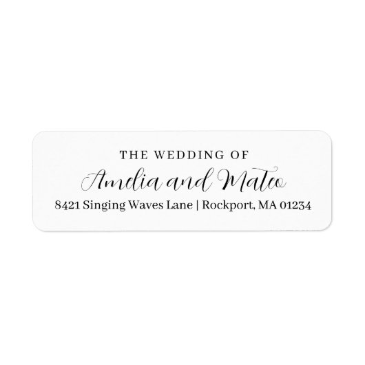 Elegant Calligraphy Wedding Return Address Etiket (Voorkant)