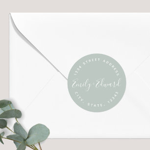 Elegant Calligraphy Wedding Return Address Ronde Sticker