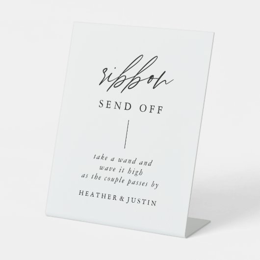 Elegant Calligraphy Wedding Ribbon Verzend van Tek Reclamebord Met Voetstuk (Voorkant)