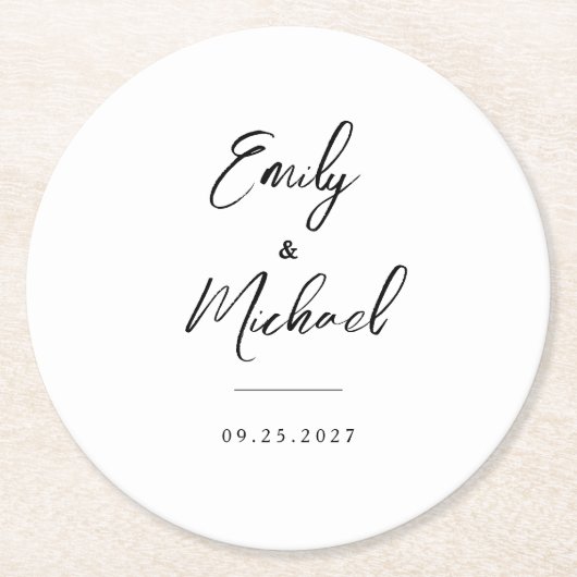 Elegant Calligraphy Wedding Ronde Kartonnen Onderzetter (Voorkant)