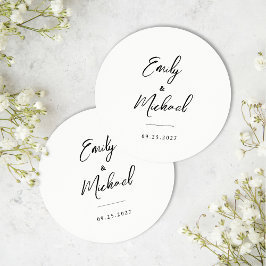 Elegant Calligraphy Wedding Ronde Kartonnen Onderzetter