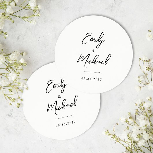 Elegant Calligraphy Wedding Ronde Kartonnen Onderzetter