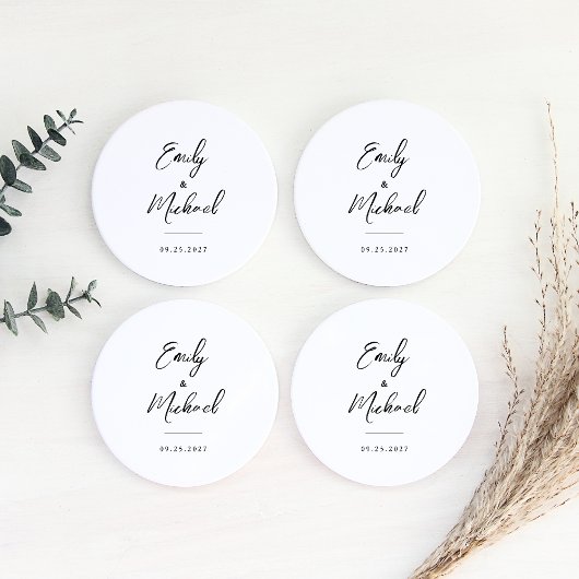 Elegant Calligraphy Wedding Ronde Kartonnen Onderzetter