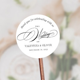 Elegant Calligraphy Wedding Ronde Sticker