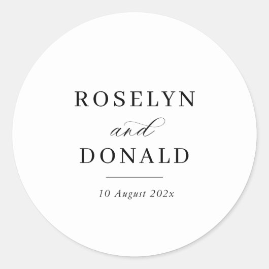 Elegant calligraphy wedding ronde sticker (Voorkant)