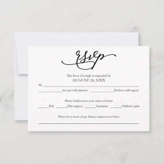 Elegant Calligraphy Wedding RSVP Card (Voorkant)