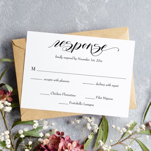 Elegant Calligraphy Wedding RSVP Card
