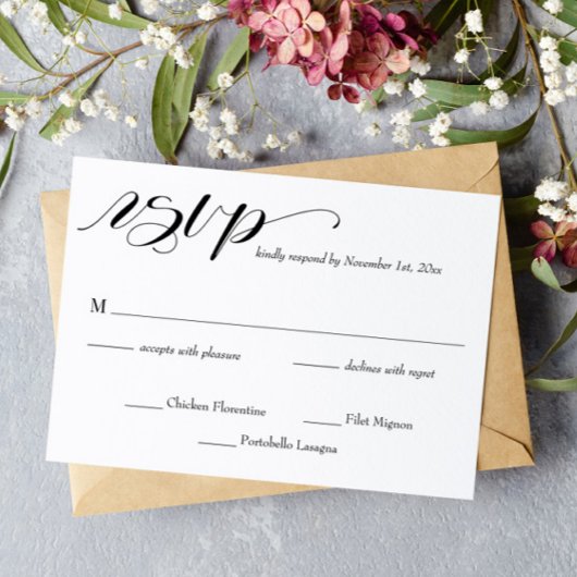 Elegant Calligraphy Wedding RSVP Card