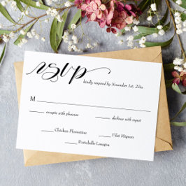 Elegant Calligraphy Wedding RSVP Card Kaartje