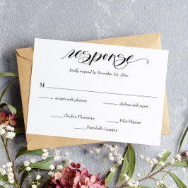 Elegant Calligraphy Wedding RSVP Card Kaartje