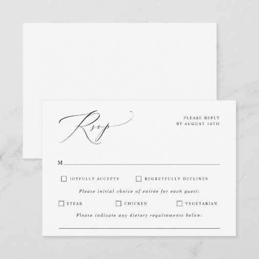 Elegant Calligraphy Wedding RSVP Kaartje (Voorkant / Achterkant)