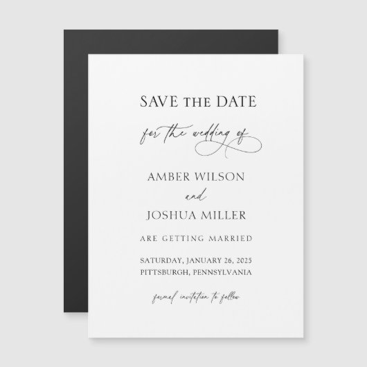 Elegant Calligraphy Wedding Save the Date (Voorkant / Achterkant)