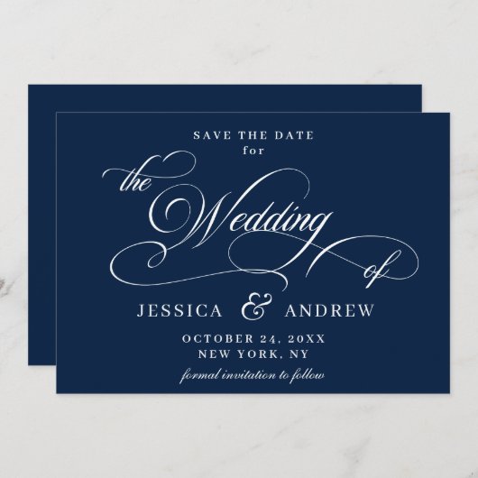 Elegant Calligraphy Wedding Save the Date (Voorkant / Achterkant)