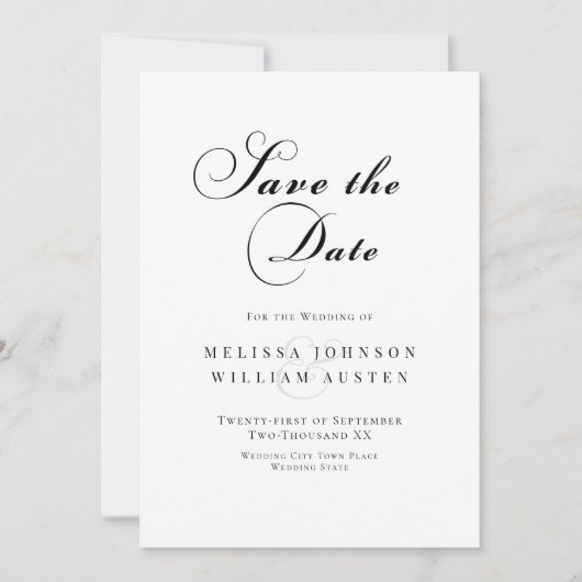 Elegant Calligraphy Wedding Save The Date (Voorkant)