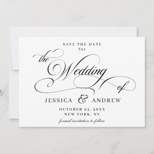 Elegant Calligraphy Wedding Save the Date (Voorkant)