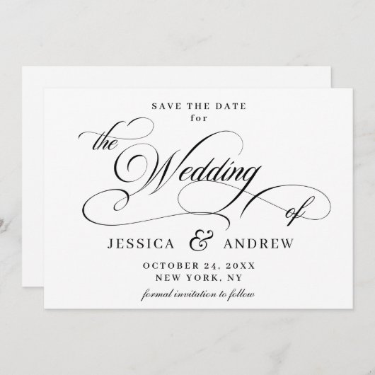 Elegant Calligraphy Wedding Save the Date (Voorkant / Achterkant)