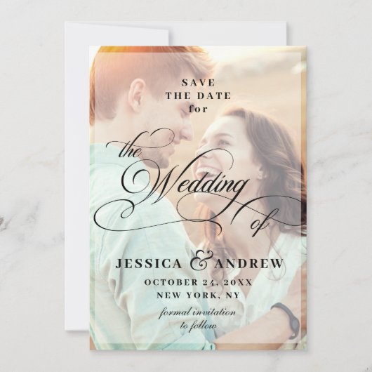 Elegant Calligraphy Wedding Save the Date 2 PHOTO (Voorkant)