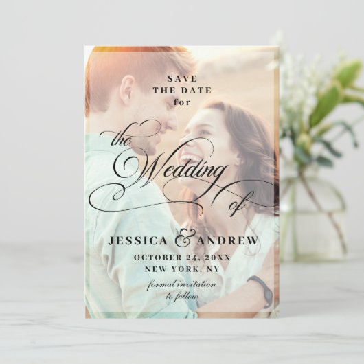 Elegant Calligraphy Wedding Save the Date 2 PHOTO (Staand voorkant)