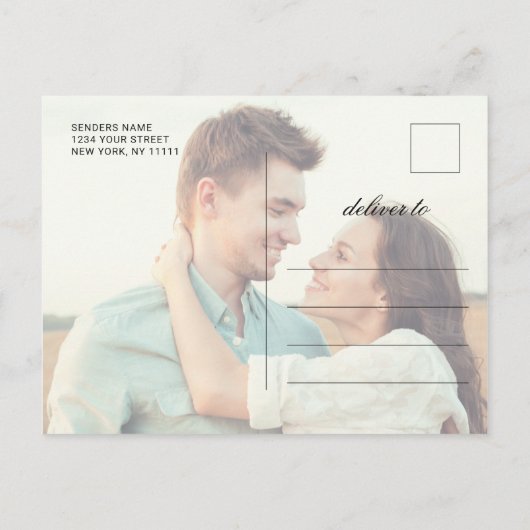 Elegant Calligraphy Wedding Save the Date 2 PHOTO Aankondigingskaart (Achterkant)
