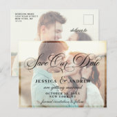 Elegant Calligraphy Wedding Save the Date 2 PHOTO Aankondigingskaart (Voorkant / Achterkant)
