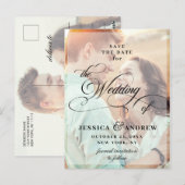 Elegant Calligraphy Wedding Save the Date 2 PHOTO Briefkaart (Voorkant / Achterkant)