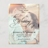 Elegant Calligraphy Wedding Save the Date 2 PHOTO Briefkaart (Voorkant)
