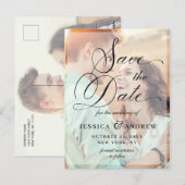 Elegant Calligraphy Wedding Save the Date 2 PHOTO Briefkaart (Voorkant / Achterkant)