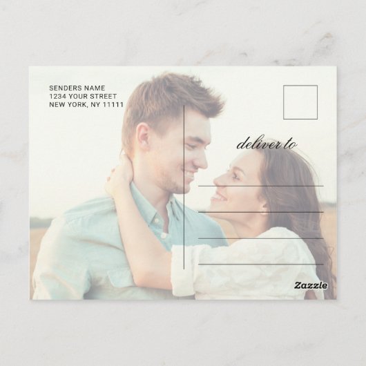 Elegant Calligraphy Wedding Save the Date 2 PHOTO Briefkaart (Achterkant)