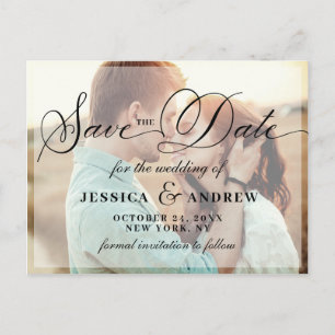Elegant Calligraphy Wedding Save the Date 2 PHOTO Briefkaart