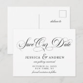 Elegant Calligraphy Wedding Save the Date Aankondigingskaart (Voorkant / Achterkant)
