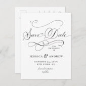 Elegant Calligraphy Wedding Save the Date Aankondigingskaart (Voorkant / Achterkant)