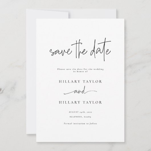 Elegant Calligraphy Wedding Save the Date Kaart (Voorkant)