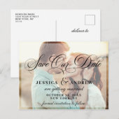 Elegant Calligraphy Wedding Save the Date PHOTO Aankondigingskaart (Voorkant / Achterkant)