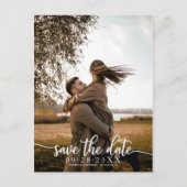 Elegant Calligraphy Wedding Save the Date Photo Briefkaart (Voorkant)