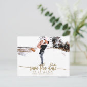 Elegant Calligraphy Wedding Save the Date Photo Briefkaart (Staand voorkant)