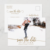 Elegant Calligraphy Wedding Save the Date Photo Briefkaart (Voorkant / Achterkant)
