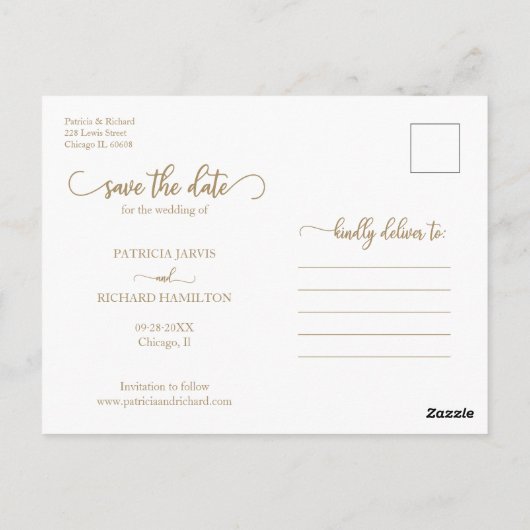 Elegant Calligraphy Wedding Save the Date Photo Briefkaart (Achterkant)