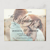 Elegant Calligraphy Wedding Save the Date PHOTO Briefkaart (Voorkant)